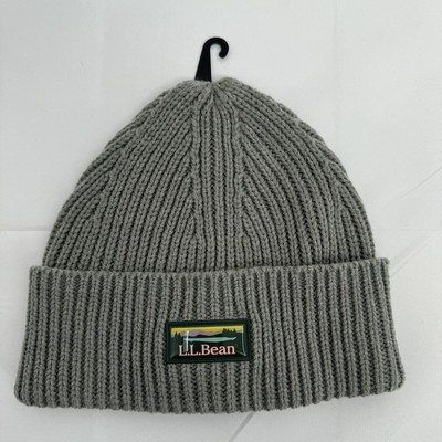 NWT L.L. Bean Men s or Women s Wide Knit Rib & Cuff Charcoal Heather Beanie, OS