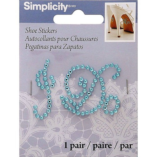 SIMPLICITY Blue Rhinestone "I DO" Shoe Stickers - 1pr - 第 1/3 張圖片
