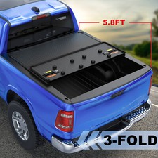 5.8ft Short Bed Truck Tonneau Cover For 2009-2026 Dodge Ram Hard Tri-fold On Top