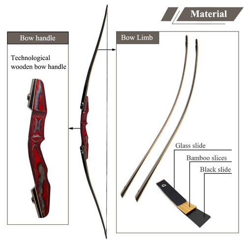 TOPARCHERY 64" Bogenschießen Langbogen Recurve Bogen aus Holz 25-50lbs Jagdbogen - Bild 2 von 23