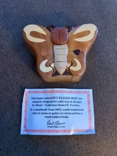 Puzzle Box Secret Wooden Butterfly Insect Hand Carved Trinket Jewelry 