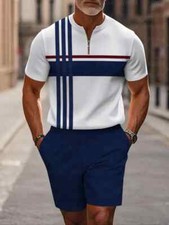 Short Sleeve Zipper Two-piece Set