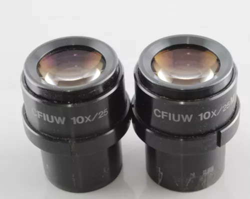 Nikon Microscope Pair Focusing Eyepieces CFIUW 10x 25 Ultra Wide Field