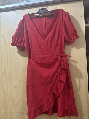 Women’s SHEIN Red Wrap Style Dress Size L UK