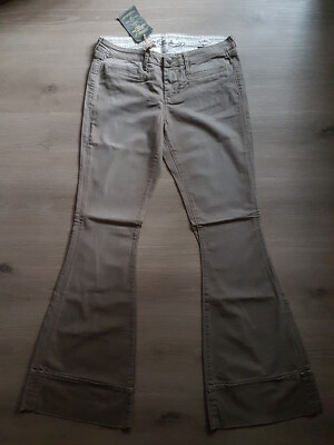 STITCH's Jeans GILA W30 L34 Denim ecrubeige superflare Schlaghose Umschlag NEU 