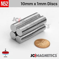 10mm x 1mm N52 Strong Round Disc Rare Earth Neodymium Thin Magnet 10x1mm