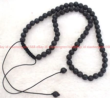 Fashion 6/8/10mm Natural Black Rock Lava Round Gemstone Beads Necklace 18 Inch