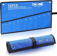 Wrench Tool Roll up Pouch Metric 12 Pocket (8-19Mm) Tool Roll Bag for Wrenches O