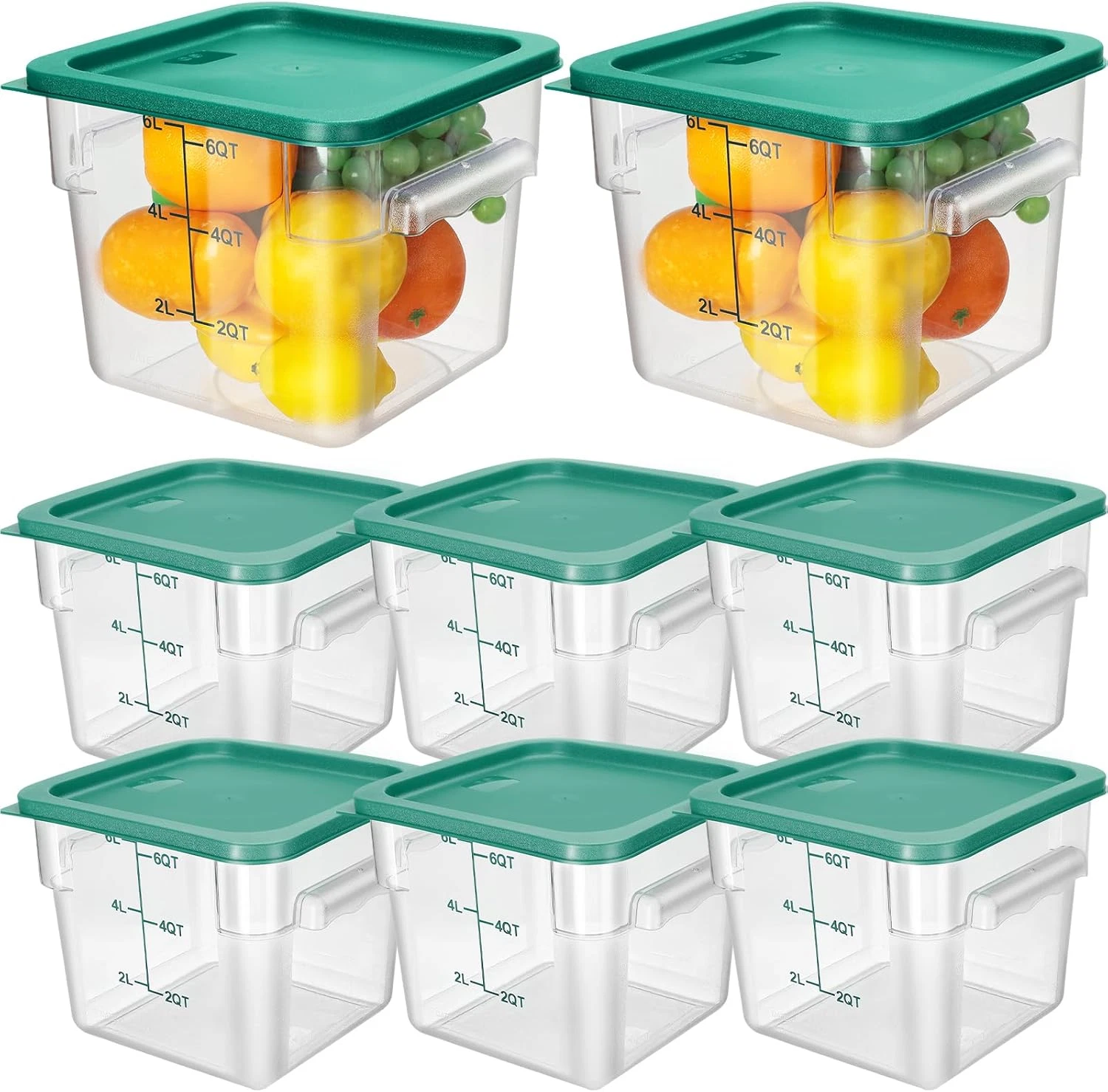 8-Pack 6Qt Clear Food Storage Containers with Green Lids for Kitchen & Pantry
Opens in a new window