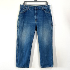 Dickies Carpenter Jeans Men 36 x 29 Baggy Blue Denim Utility Mechanic Workwear