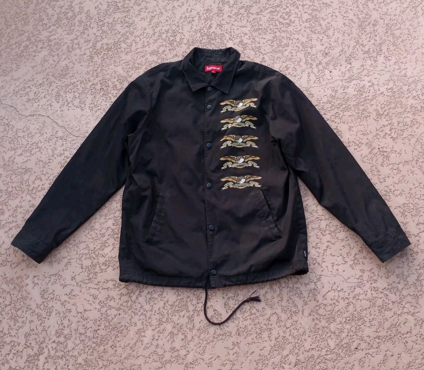 Veste d'entraîneurs Supreme Antihero Skateboards noire taille moyenne boutonnée rare