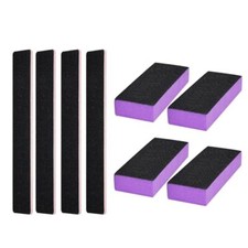 Portable Manicure Tools Kit, 8 Pack Nail File and Buffer Block with 100/180