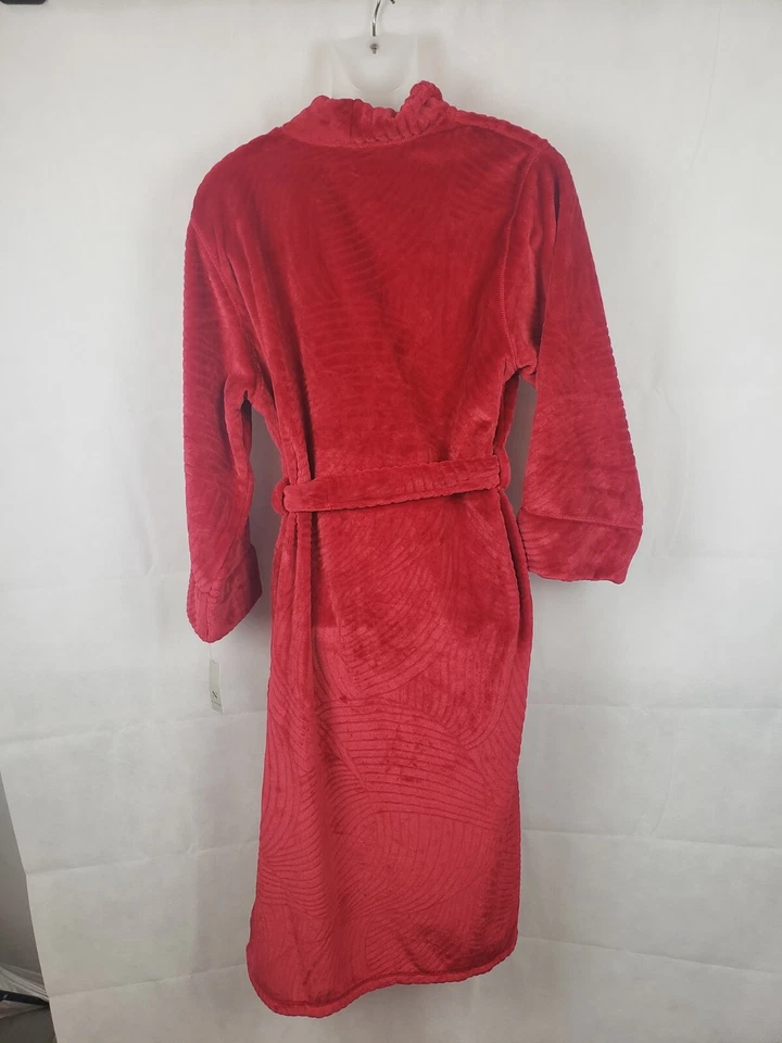 NUEVO CON ETIQUETAS Bata de salón Natori Private Luxuries ROJA de terciopelo polar con bolsillos talla XL Foto 3 de 4