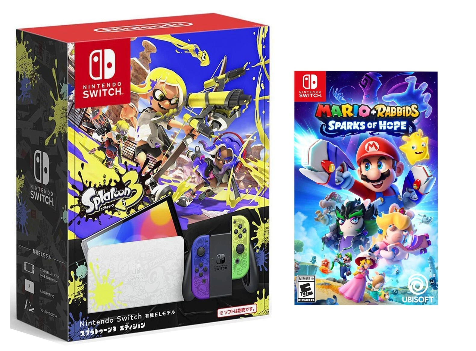 NEW Nintendo Switch OLED Splatoon 3 + Mario Rabbids ⭐ Sparks of Hope Bundle Review