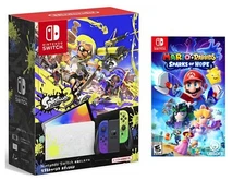 NEW Nintendo Switch OLED Splatoon 3 + Mario Rabbids ⭐ Sparks of Hope Bundle