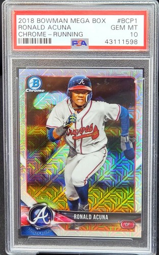 2018 Bowman Chrome REFRACTOR Braves RONALD ACUNA RC Card PSA 10 GEM MINT Pop 360 - Picture 2 of 7