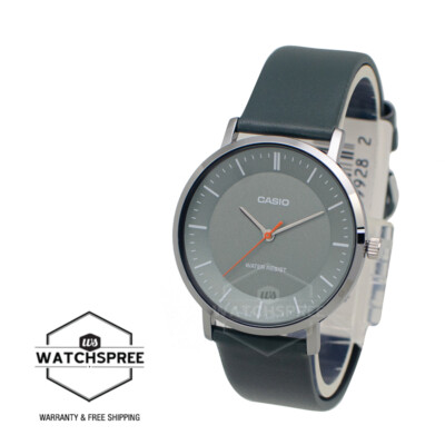 Casio Men's Analog Grey Leather Strap Watch MTPVT04L-8E MTP-VT04L