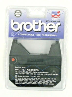 2pc Brother Typewriter AX Series 1230 Black Ink Correctable 1030