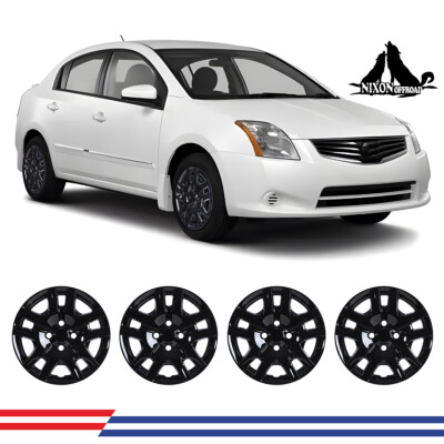 4 Black/Silver Hub Caps R16 for 2007-2012 Nissan Sentra Bolt On 16'' Wheel Covers