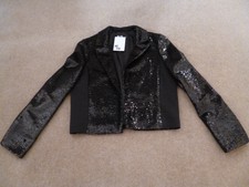 Bnwt Me+em Black Sequin Crop Blazer/jacket , 12