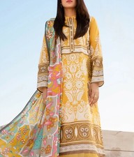 Pakistani Lawn Printed Kurti Dupatta Free Trouser Bust 48 3XL Chiffon Dupatta