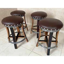 Wine Barrel Stave Bar Stool ( Bar Stool - Pub Stool - Whiskey Barrel Bar Stool)