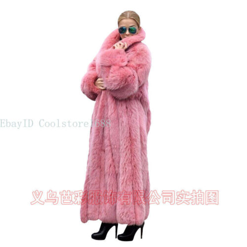 New Artificial Fur Coat Pink Fur Coat Women's Long Imitation Rabbit Fur Coat - Picture 6 of 16