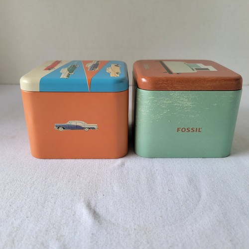 Authentic Fossil Collectible Watch Gift Box Tins - Unique Designs Lot of 2 - Picture 5 of 9
