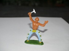 FIGURINE STARLUX  INDIEN IROQUOIS BLEU PALE TOMAHAWK  ( MODÈLE TRANSFORME )