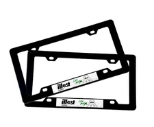 2Pcs Universal ILLEST BRIDE Metal Black License Plate Frame 
