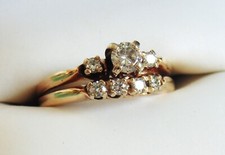 7 Diamond 14k Yellow Gold Soldered Wedding Set Size 5.5 SI1 Clarity W/Appraisal