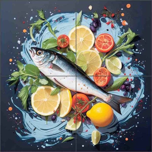 Fish Tile Backsplash Irena Orlov Kitchen Art Ceramic Mural OB-ORL25143-7 - Picture 6 of 7