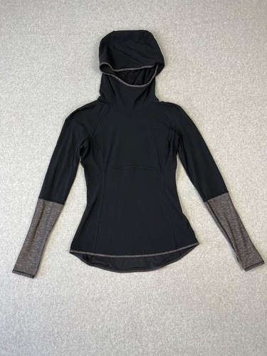Lululemon Shape Up Pullover Damen S schwarz grau Kapuze Langarm Nulu