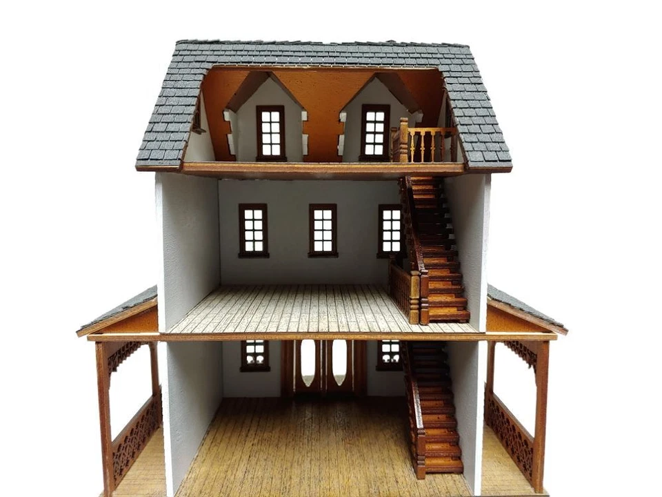 Southern Country Cottage Bambole Casa 1:48 Quarto Pollici Laser Taglio Flat Kit - Immagine 2 di 4