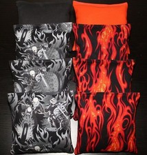 FLAMES SKULLS Cornhole Bean Bags 8 ACA Regulation Harley Orange Black Bags