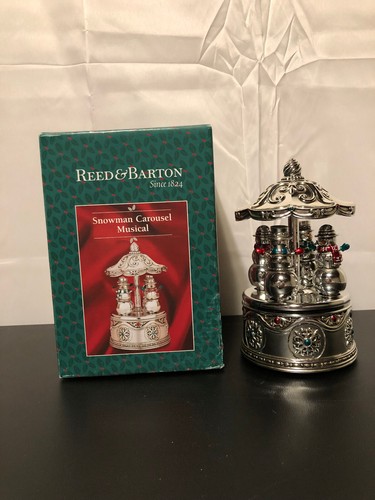 Reed & Barton Schneemannkarussell mit Musik/Silberteller/We Wish You Merry Christmas