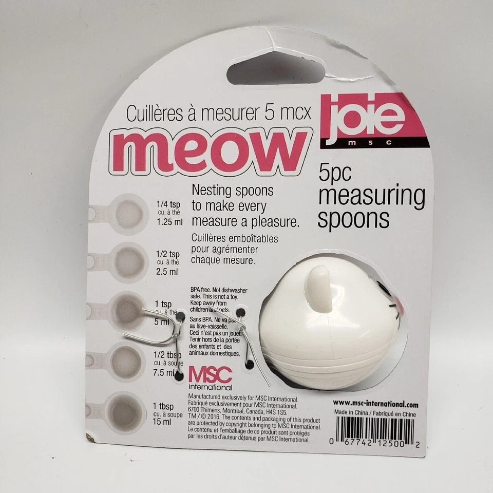 Cat Measuring Spoon Set Joie Meow 5 Piece White New - Image 4 of 4