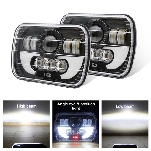2 PIEZAS 7x6" 5x7" Faro LED Hi-Lo Angel Eye para camioneta Nissan D21 1986-1994 - Imagen 2 de 12