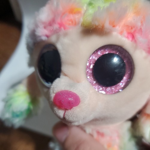 16 TB Beanie Boos Ty Big Eyes Tie Dye Caniche Arco Iris Pulgadas Mira Fotos - Imagen 5 de 5