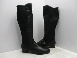 black microfiber stretch boots