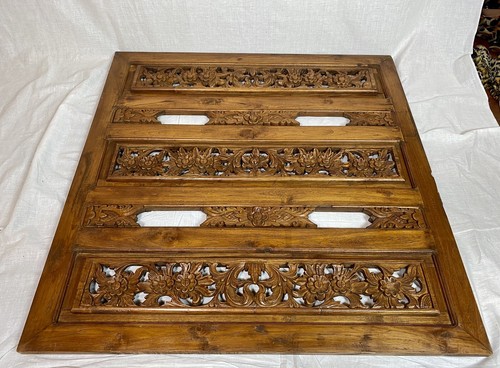 Antique Bali Indinesian Floral Wood Panel. Possible Camphor Wood - Picture 2 of 12