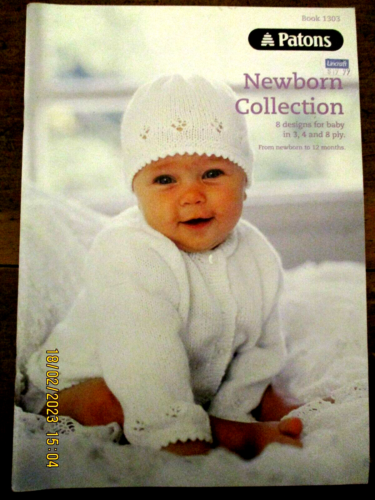 PATONS KNITTING BOOK 1303 - NEWBORN COLLECTION - 8 DESIGNS - 0 to 12months - VGC - Picture 1 of 9
