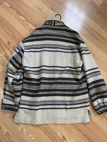 Michael Hoban Mens Jacket Large Acrylic Beige Tribal Button Front Acry Poly Wool - Picture 5 of 8