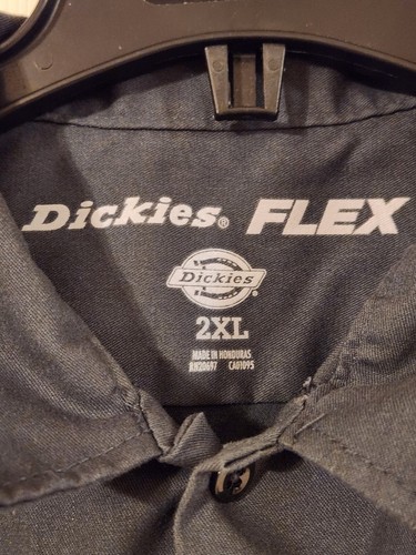 Dickies Men's 2XL Flex Relaxed Fit Gray Short Sleeve Work Shirt - Picture 2 of 5