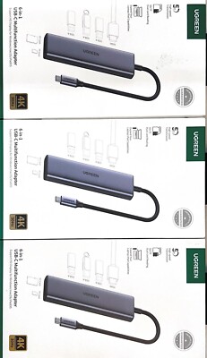 Lot Of 3 Ugreen 6-in-1 Type C to HDMI +USB 3.0*3 + SD/TF Converter