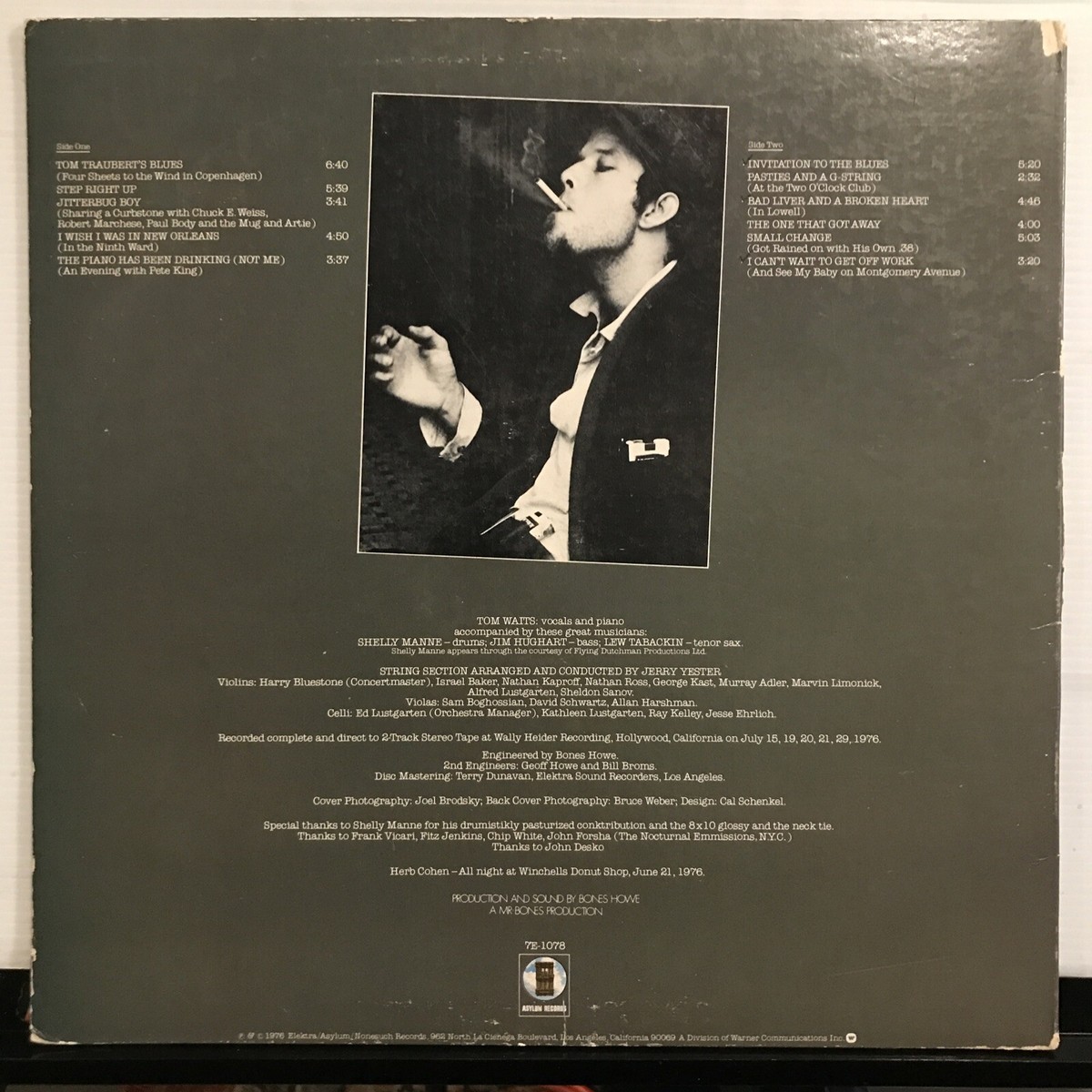 米LP Tom Waits Small Change 7E1078 ASYLUM /00260 Tom Waits – Small Change LP 1976 Asylum Records – 7E-1078 VG