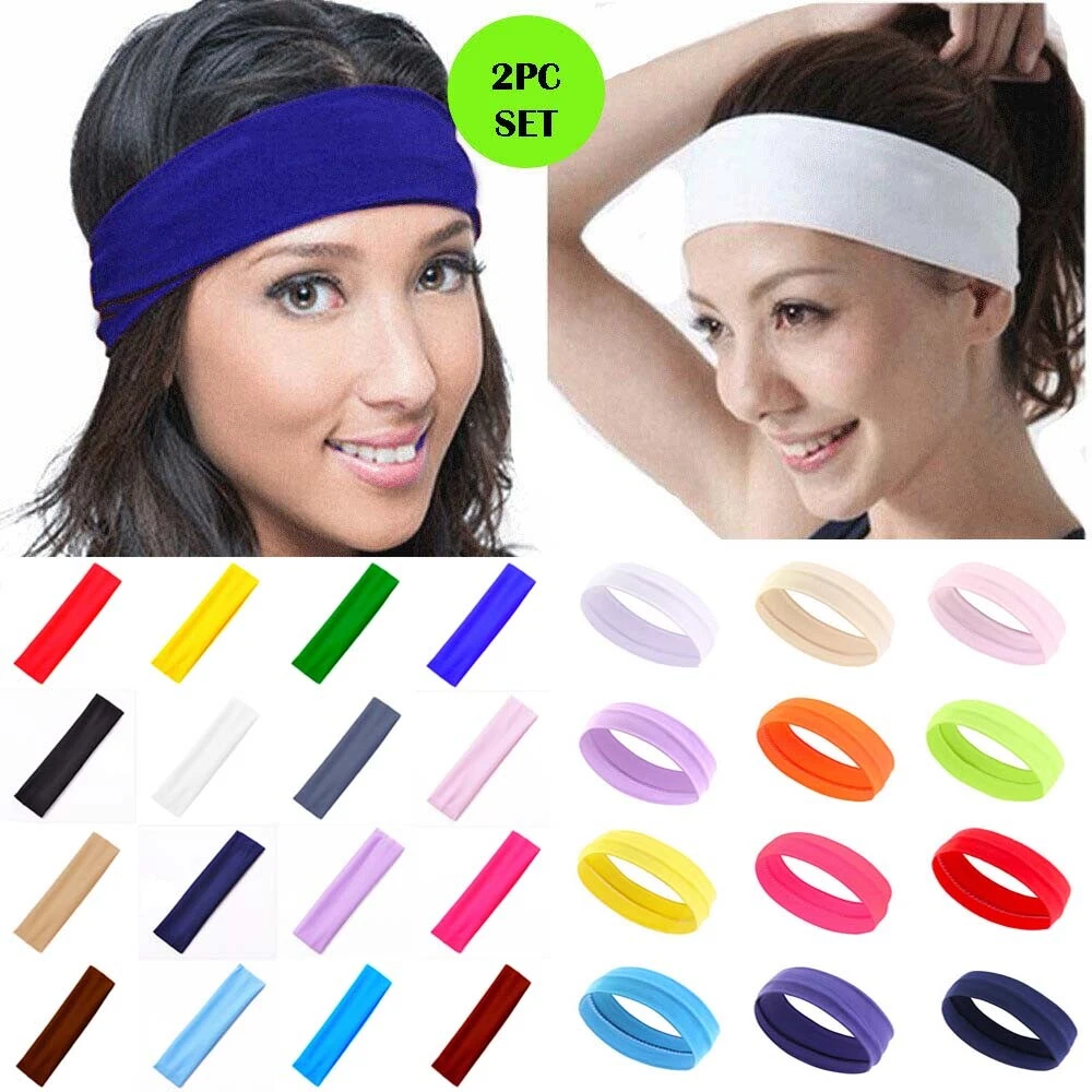 2pc HEADBAND Stretch Sports Yoga Gym Hair Band Wrap Sweatband