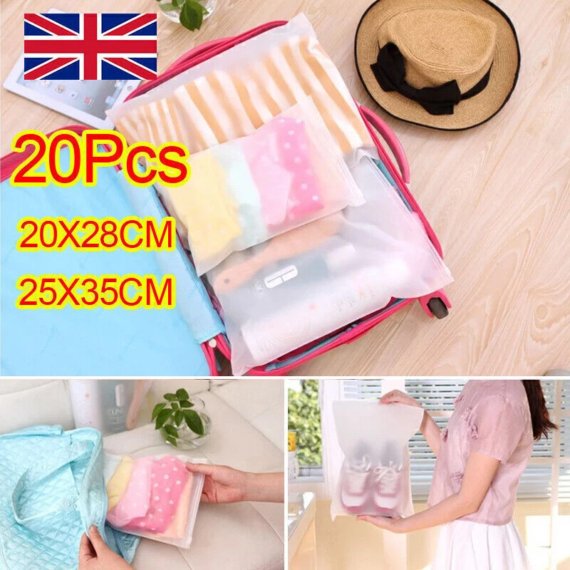 20x Frosted Resealable Travel Storage Zip Lock Bags Ideal For Clothes Packaging - Image 4 of 4
