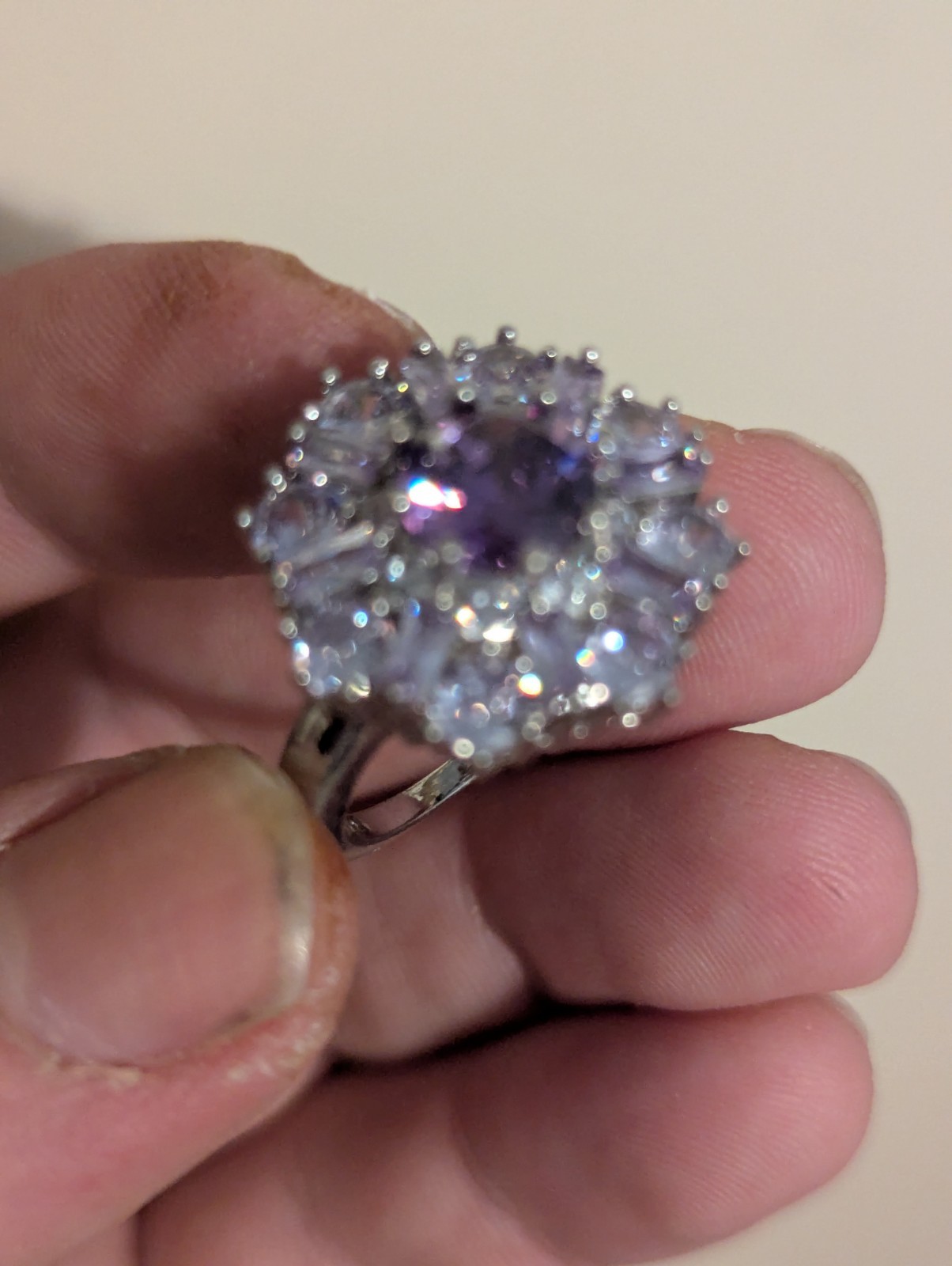 Amethyst Flower Ring With Rectangular & Round Cut… - image 20