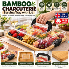Bamboo Cheese Board with Lid Charcuterie Serving Tray Platter Snack Gift Set